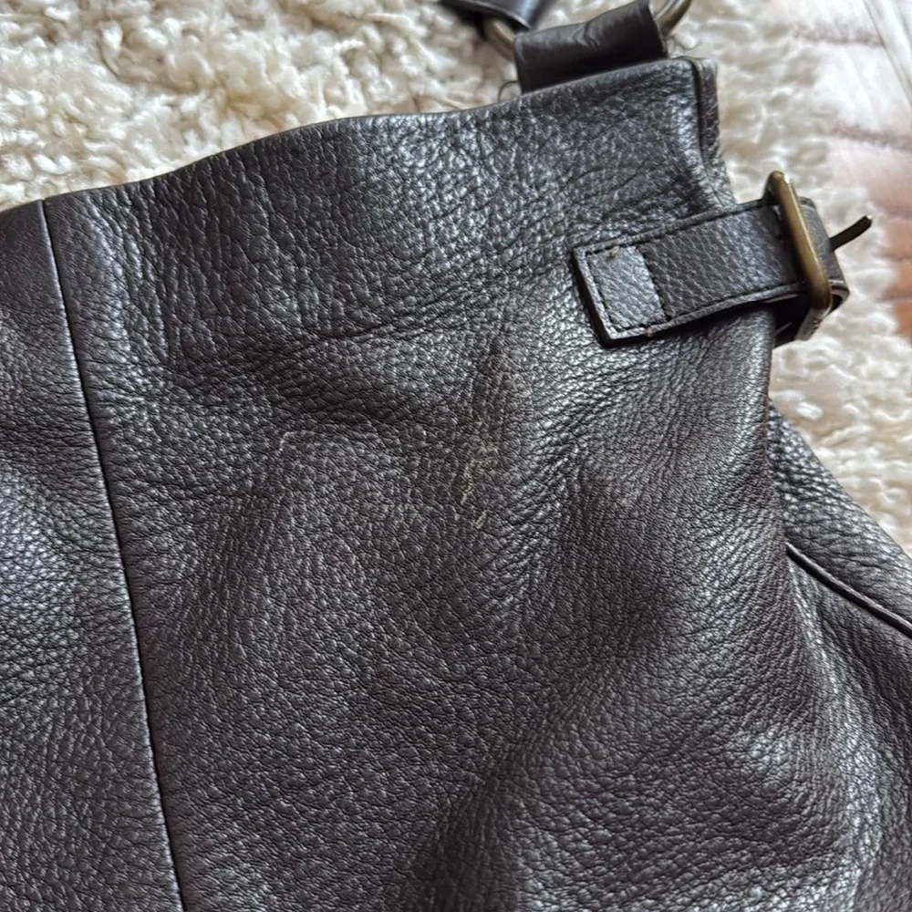 Vintage GAP Leather Dark Brown Pebbled Slouch Hobo Shoulder Bag Purse